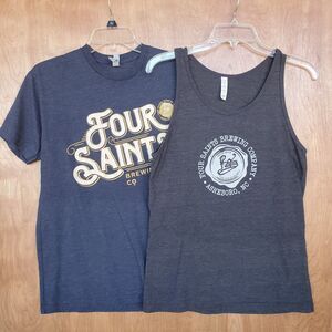 Four Saints Brewing Co Shirt Unisex SMALL Lot of 2 T-Shirt Tank Asheboro NC Beer